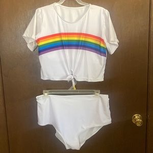 Womens plus size 2 piece rainbow swimsuit